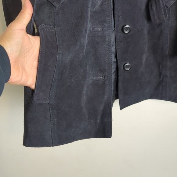 100% Genuine Leather Trench Style Lined Black Jacket Women's Size Large - Picture 6 of 13